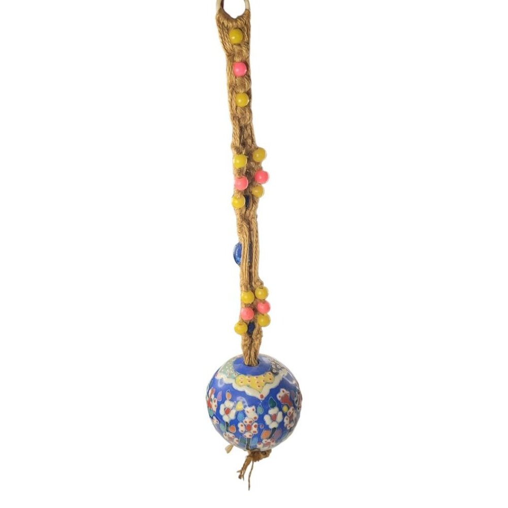 Macrame Twine Ceramic Ornament Large Ball Beaded Christmas Spring Hanging‎ Decor